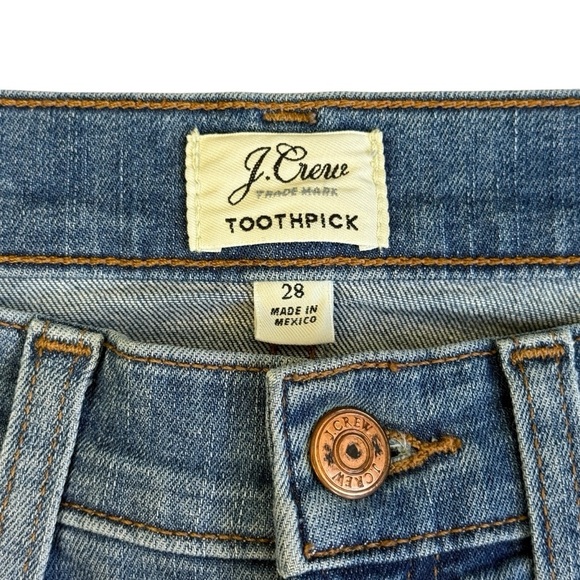 J. Crew Toothpick Skinny Distressed Raw Hem Blue Jeans Size 28 #1797 - Picture 2 of 7